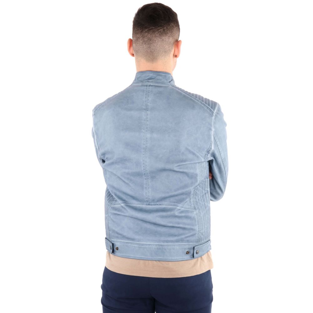 Yes Zee Light Blue Polyethylene Men Jacket by Yes Zee