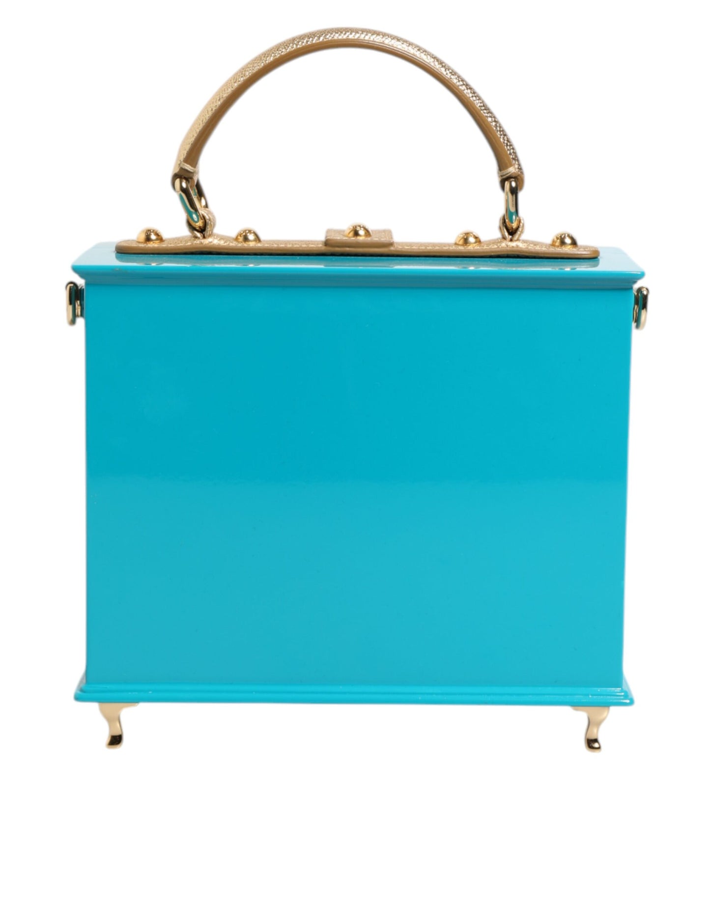 Sac à main Miss Dolce en cuir acrylique turquoise doré Dolce & Gabbana