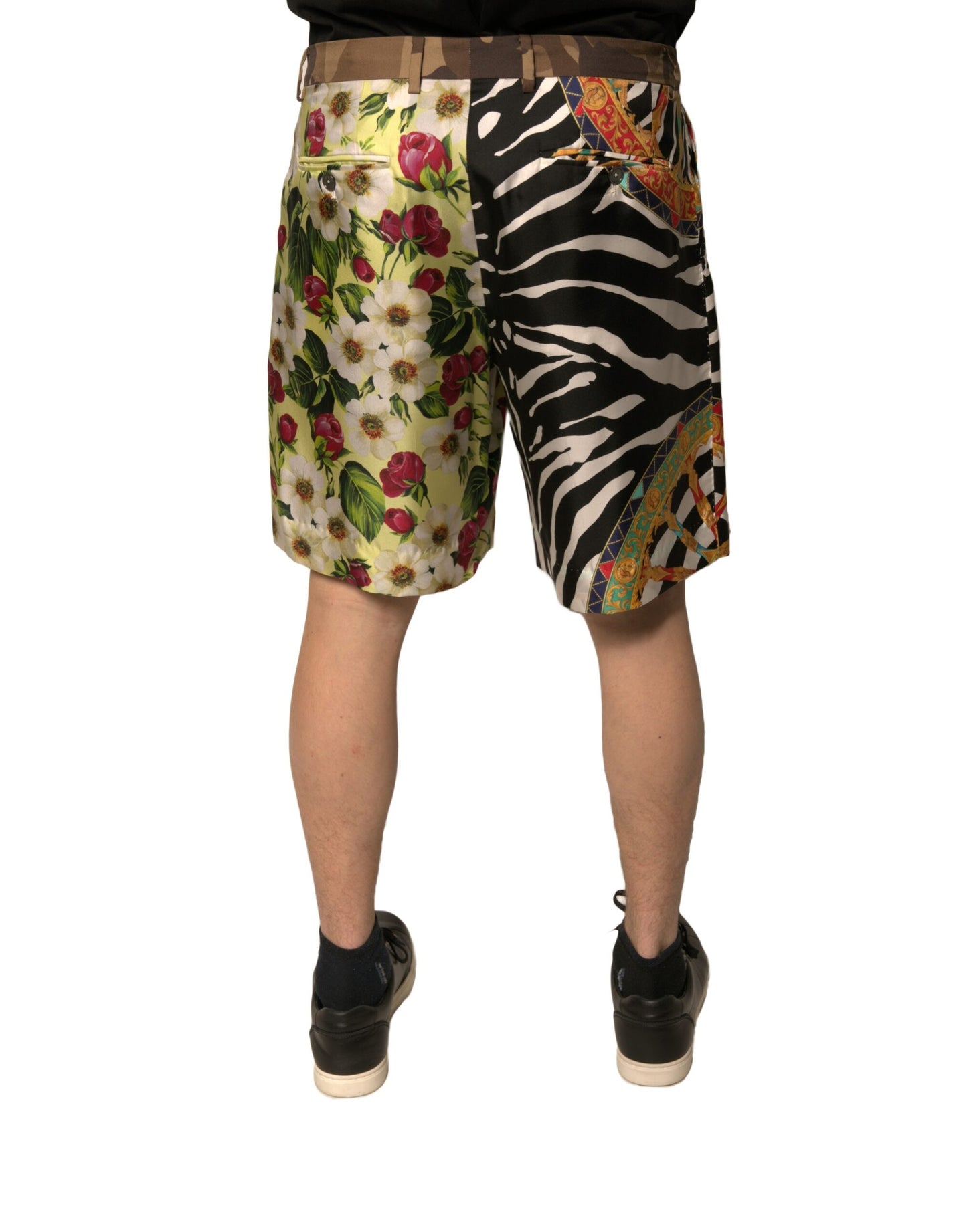 Short chino en soie patchwork multicolore Dolce & Gabbana pour homme