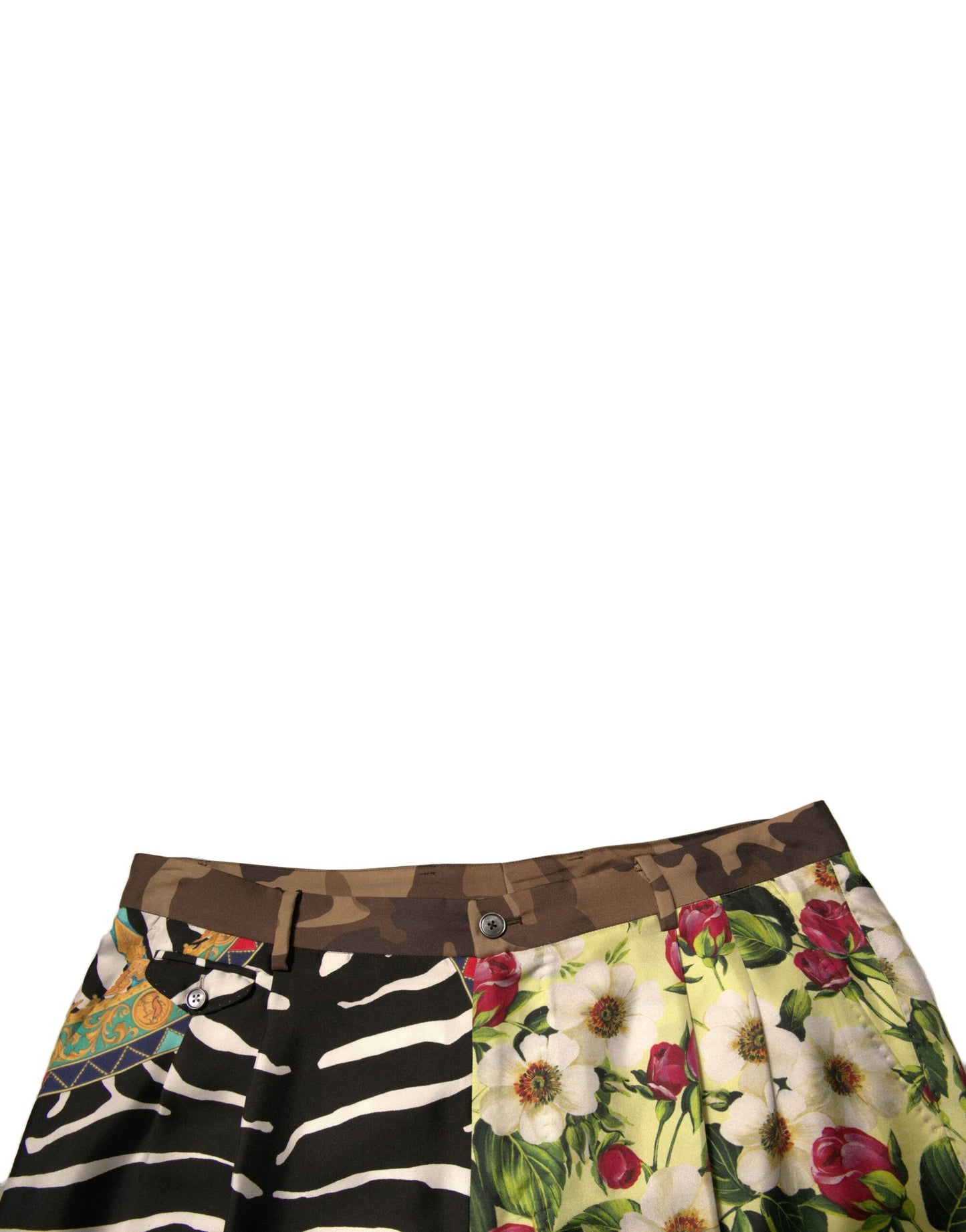 Short chino en soie patchwork multicolore Dolce & Gabbana pour homme