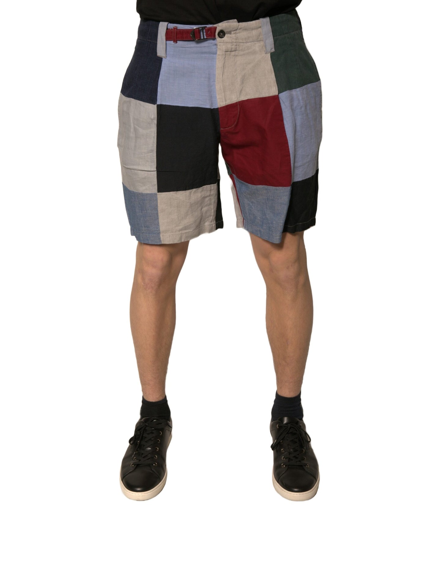 Short chino en lin patchwork multicolore Dolce & Gabbana pour homme