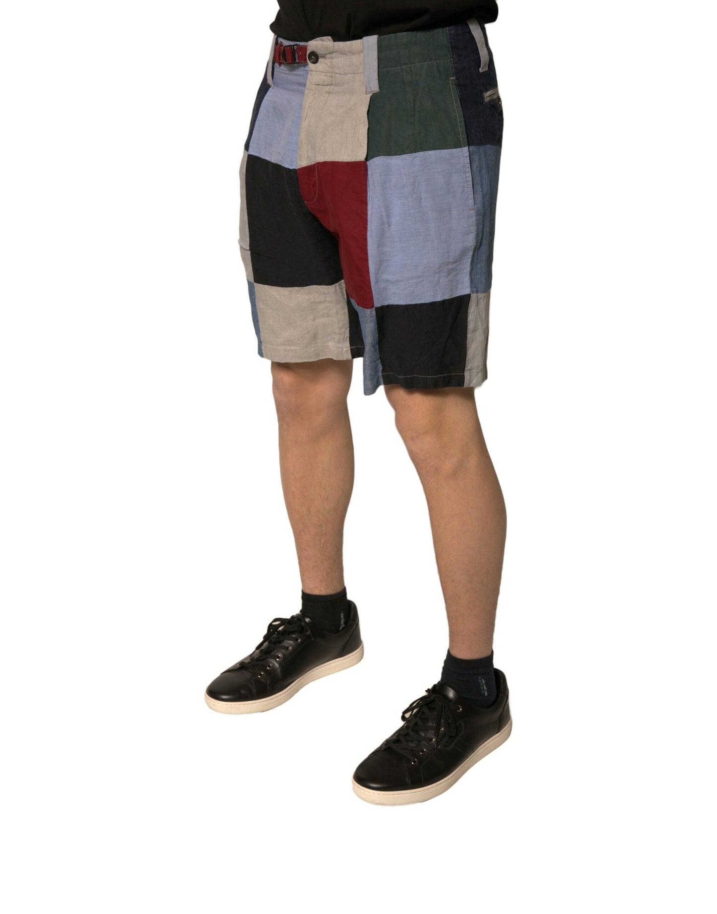 Short chino en lin patchwork multicolore Dolce & Gabbana pour homme