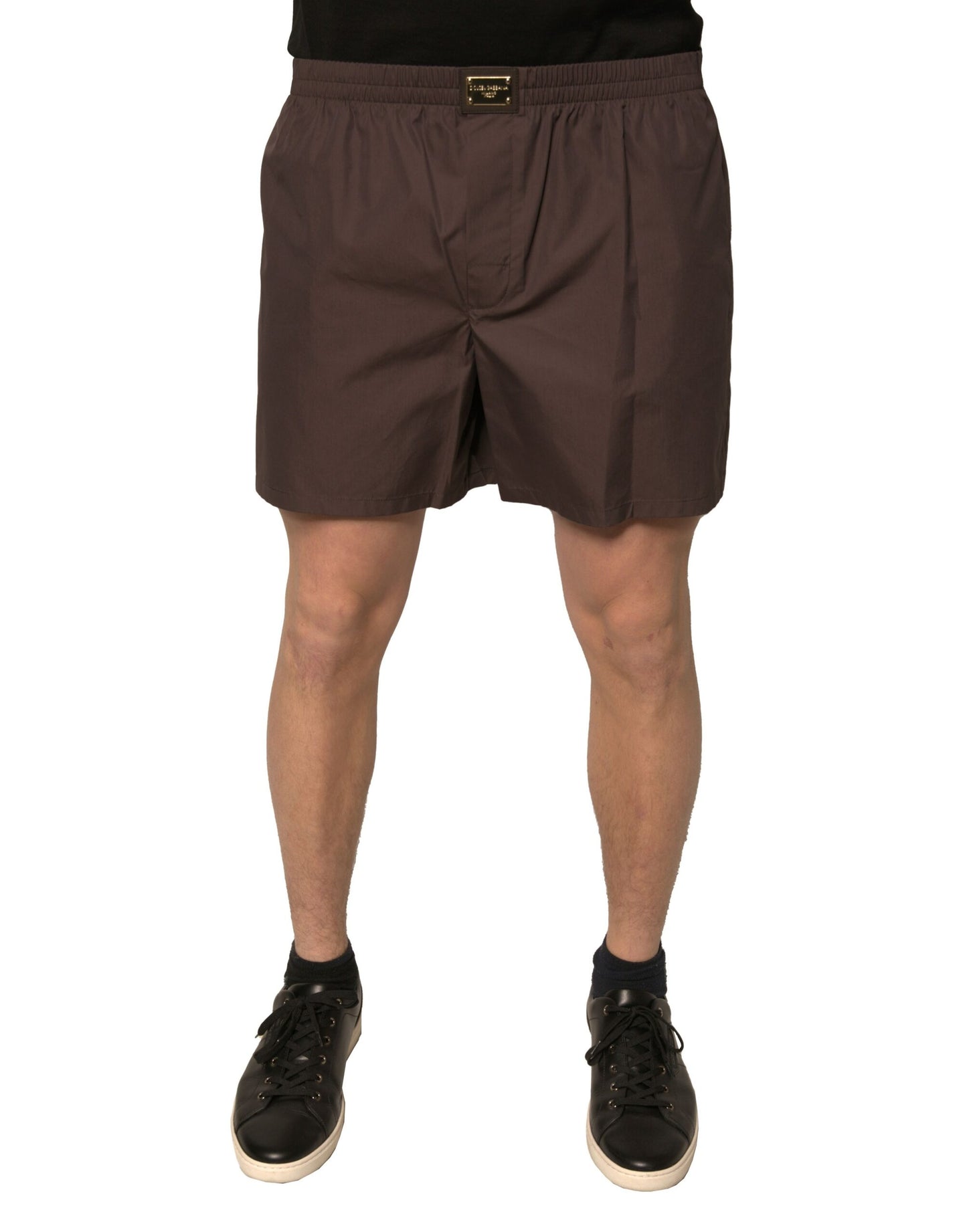 Short taille moyenne en coton mélangé marron Dolce & Gabbana pour homme
