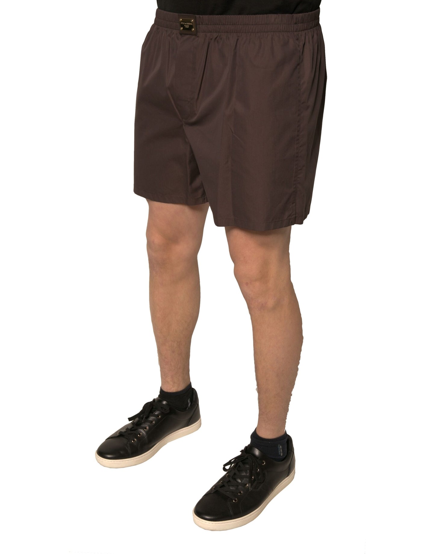 Short taille moyenne en coton mélangé marron Dolce & Gabbana pour homme