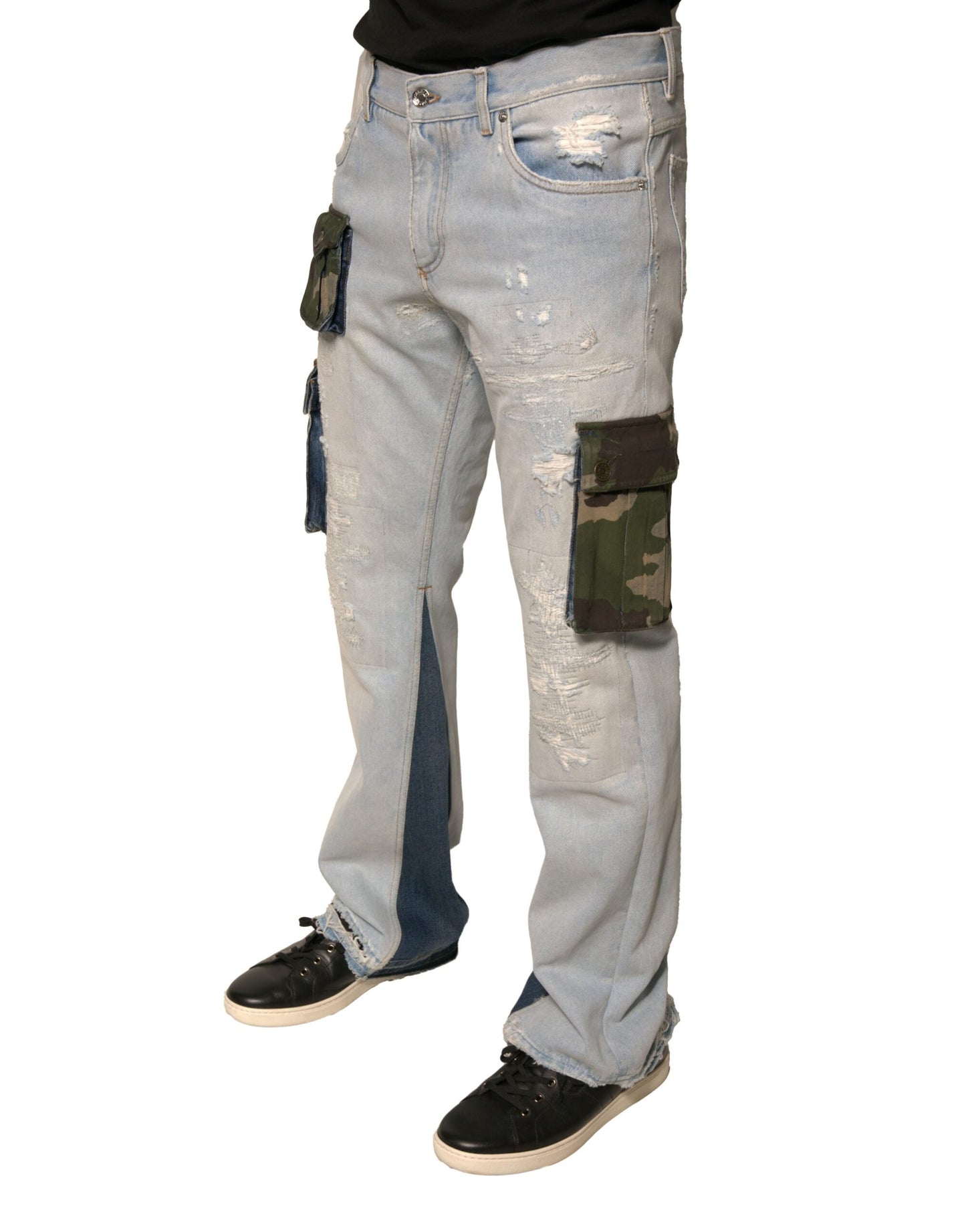 Dolce & Gabbana Light Blue Cotton Cargo Straight Denim Jeans by Dolce & Gabbana