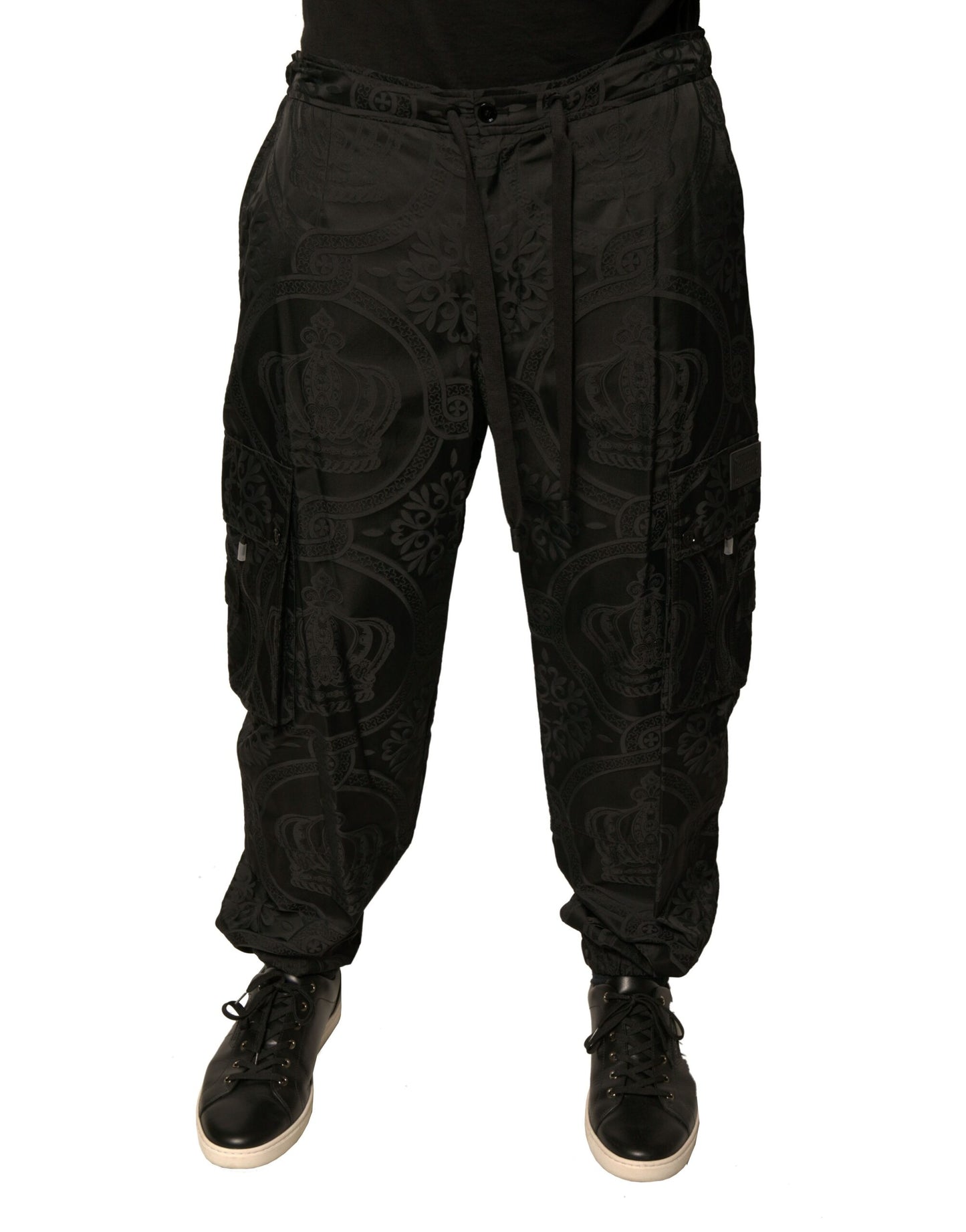 Dolce & Gabbana Black Crown Nylon Jogger Sweatpants Pants by Dolce & Gabbana