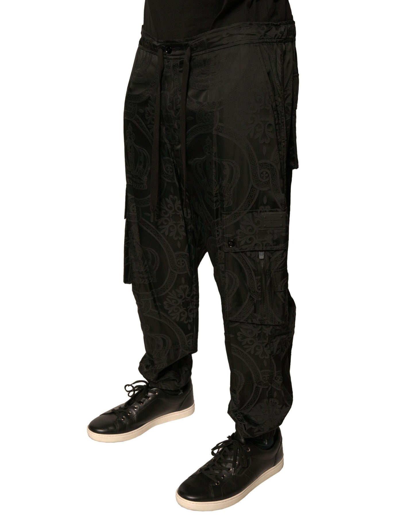 Dolce & Gabbana Black Crown Nylon Jogger Sweatpants Pants by Dolce & Gabbana