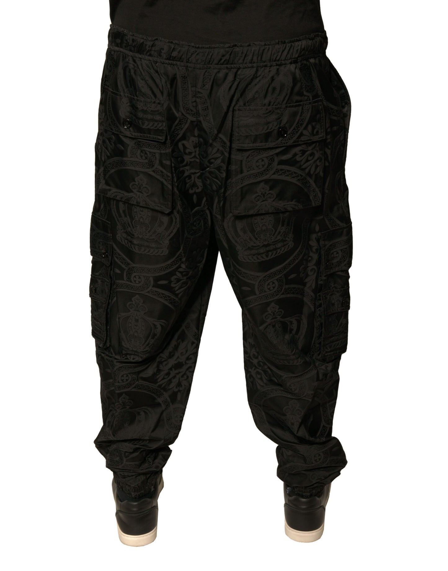 Dolce & Gabbana Black Crown Nylon Jogger Sweatpants Pants by Dolce & Gabbana