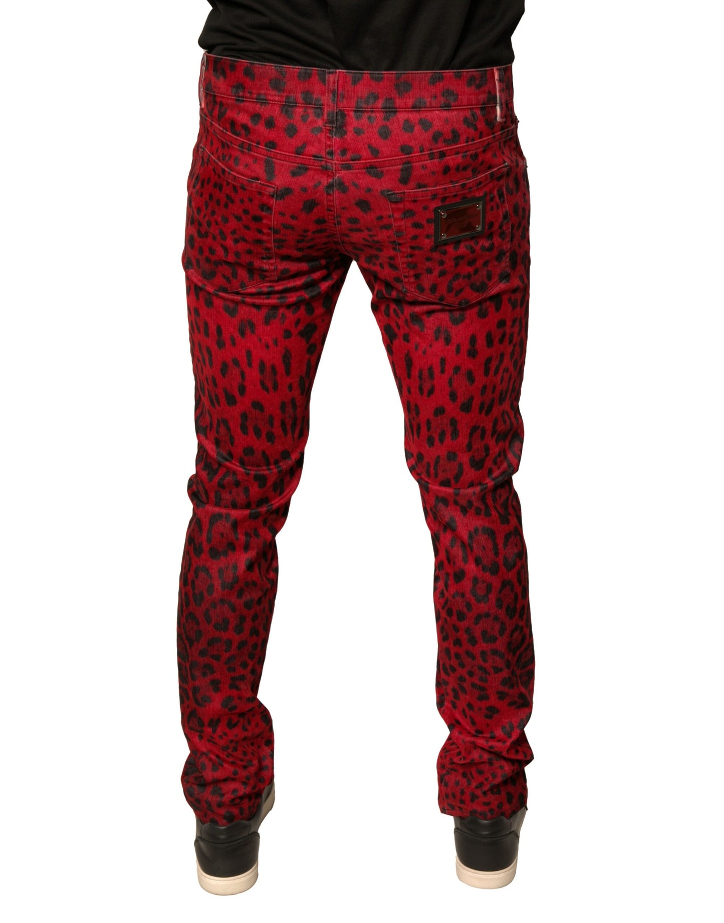 Dolce & Gabbana Red Leopard Cotton Stretch Skinny Denim Jeans by Dolce & Gabbana