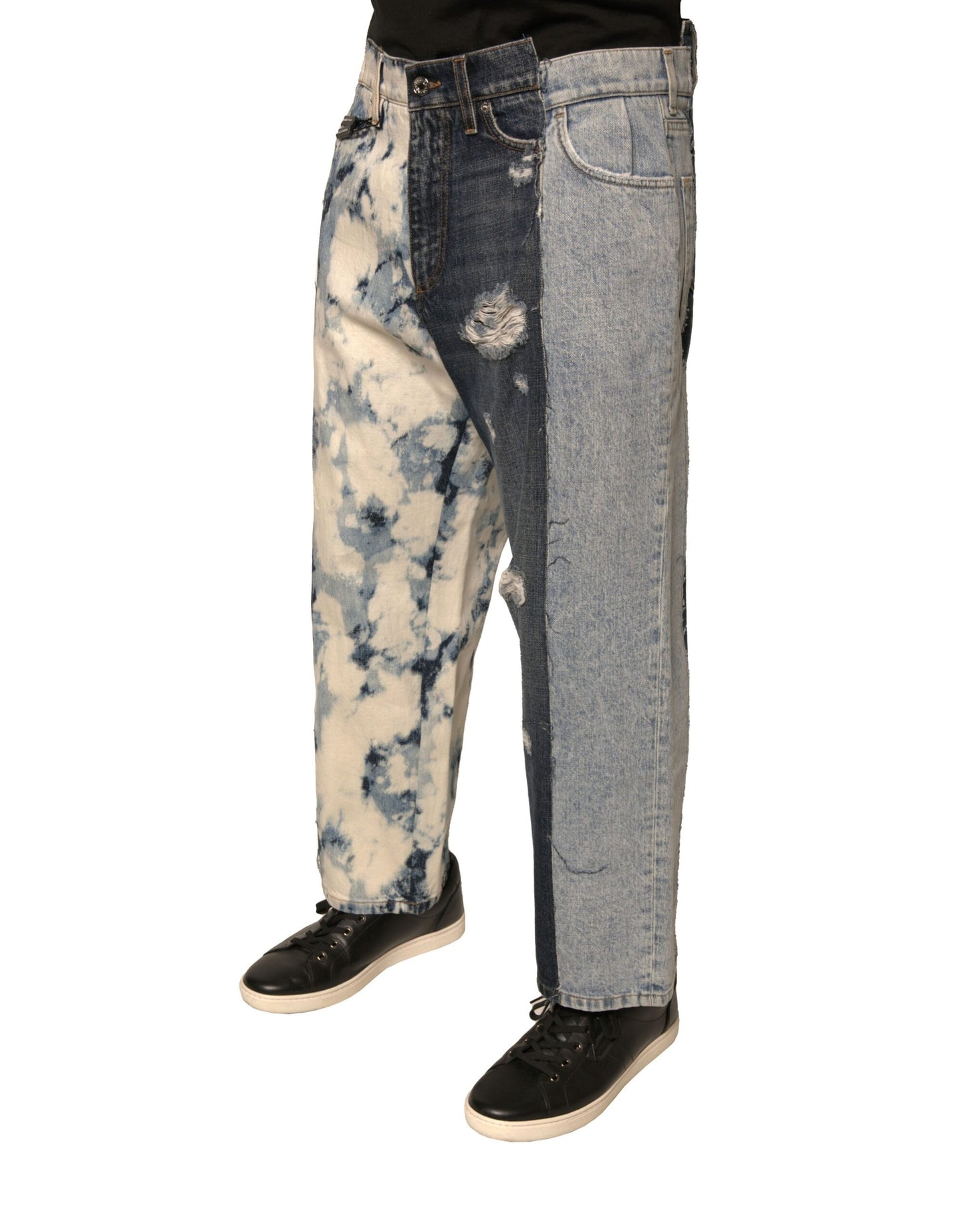 Dolce & Gabbana Multicolor Patchwork Cotton Straight Men Denim Jeans by Dolce & Gabbana
