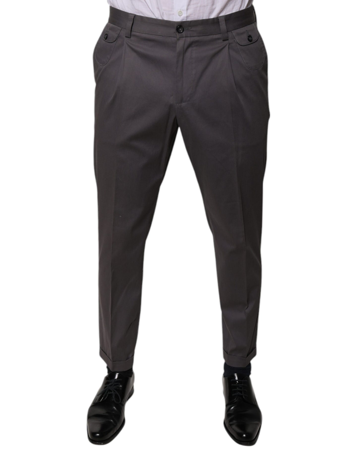Dolce & Gabbana Dark Gray Mid Waist Dress Pants by Dolce & Gabbana
