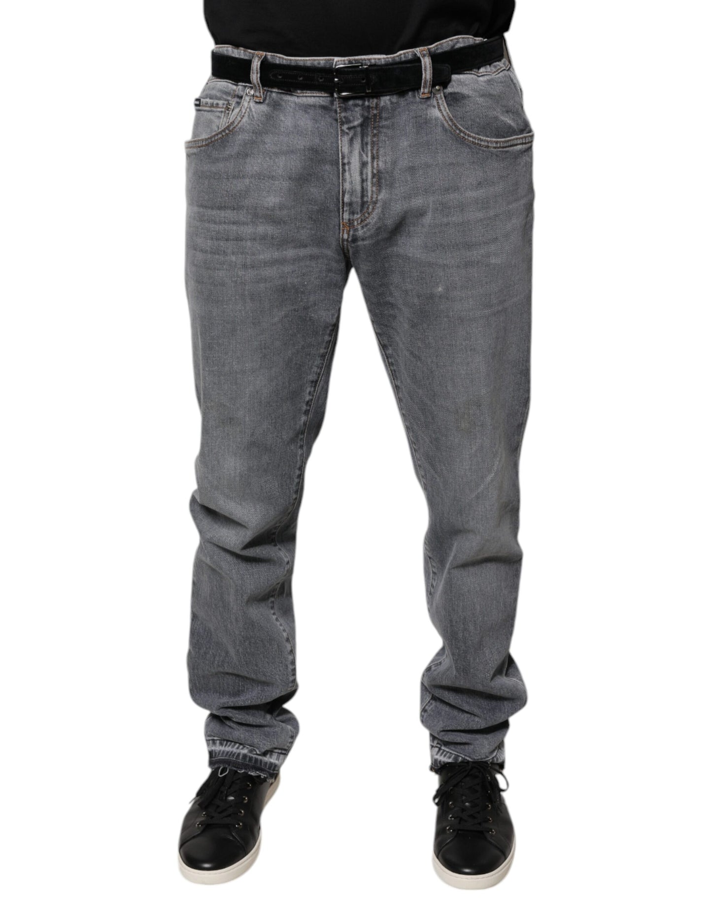 Dolce & Gabbana Gray Logo Cotton Stretch Skinny Denim Jeans by Dolce & Gabbana