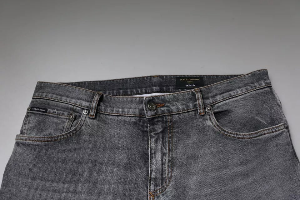 Dolce & Gabbana Gray Logo Cotton Stretch Skinny Denim Jeans by Dolce & Gabbana