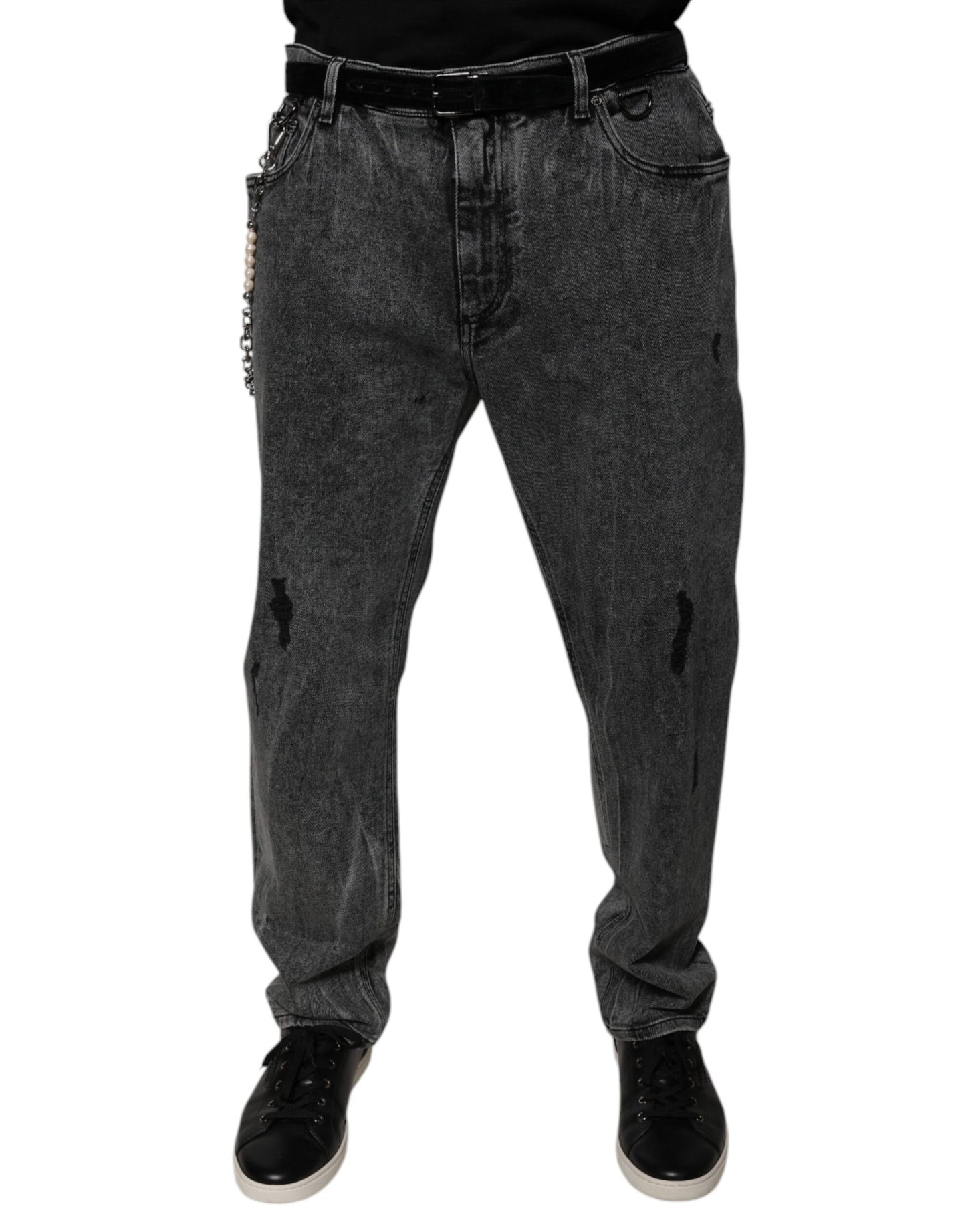 Dolce & Gabbana Dark Gray Cotton Skinny Denim Jeans by Dolce & Gabbana