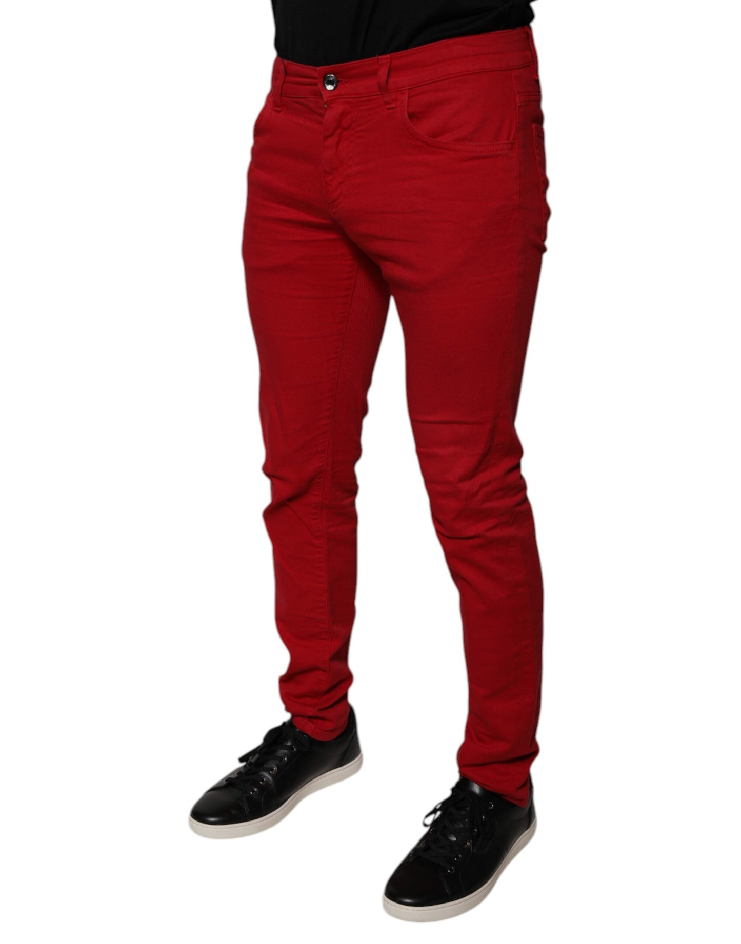 Dolce & Gabbana Red Crown Logo Cotton Skinny Denim Jeans by Dolce & Gabbana