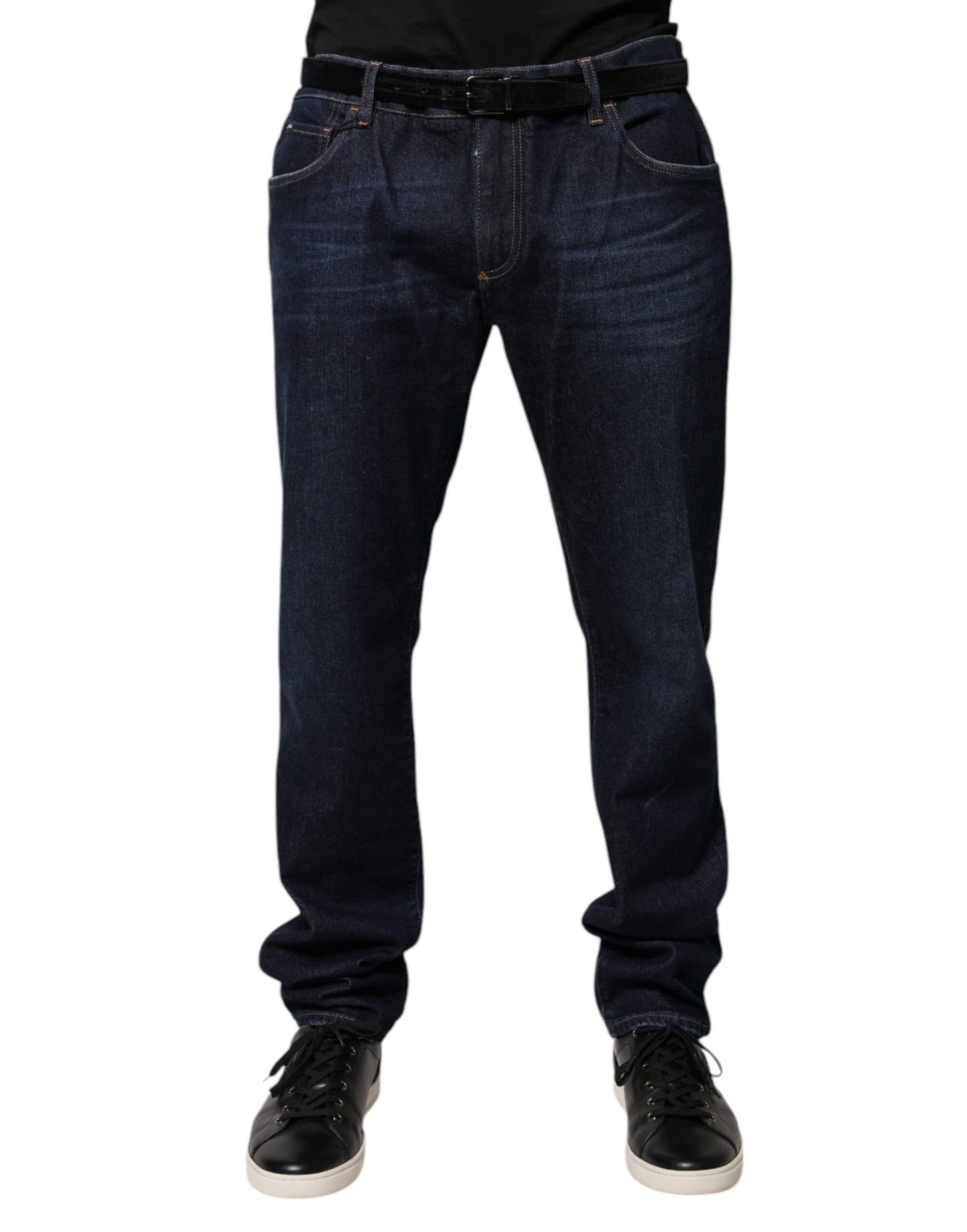 Dolce & Gabbana Dark Blue Cotton Skinny Denim Jeans by Dolce & Gabbana