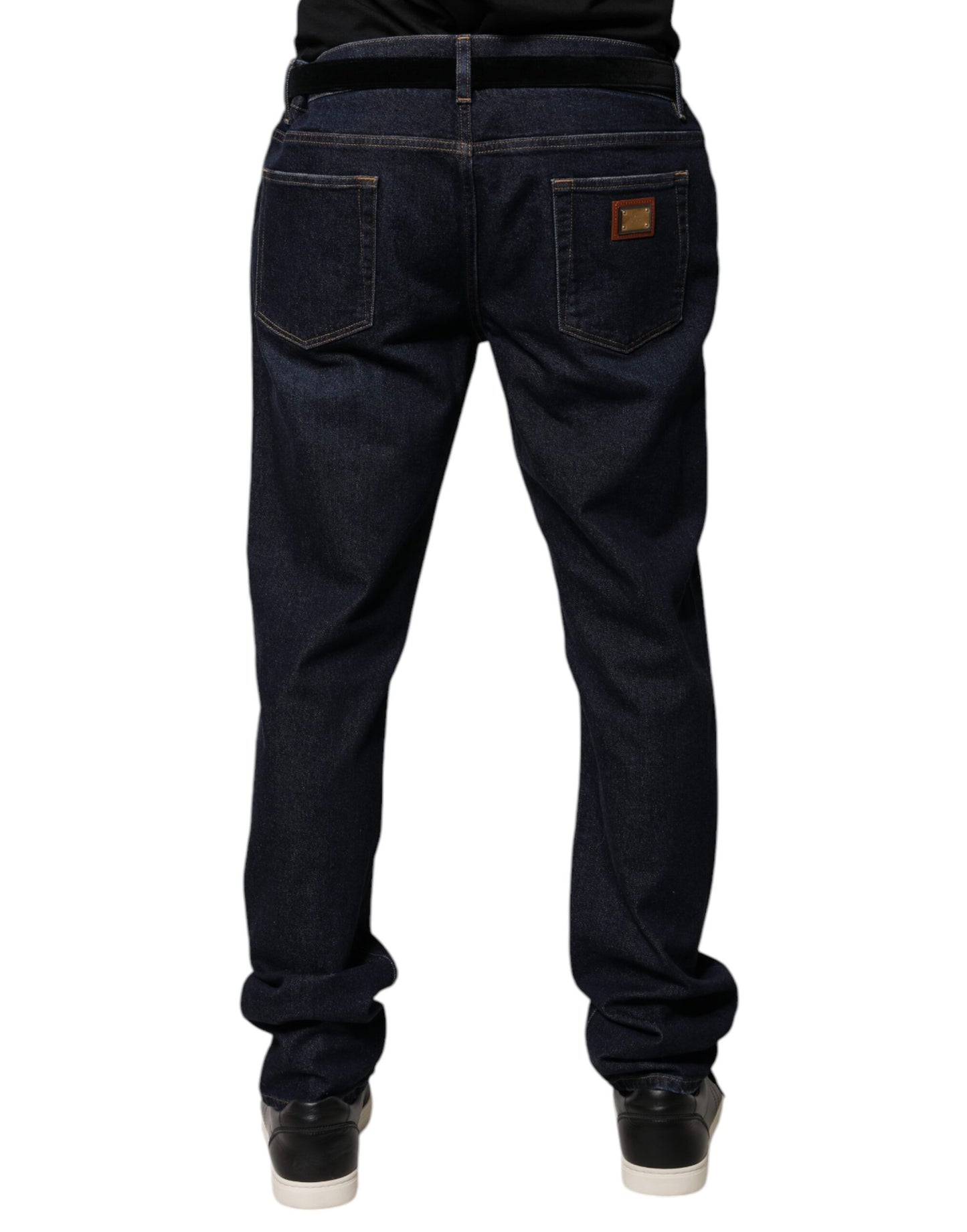 Dolce & Gabbana Dark Blue Cotton Skinny Denim Jeans by Dolce & Gabbana