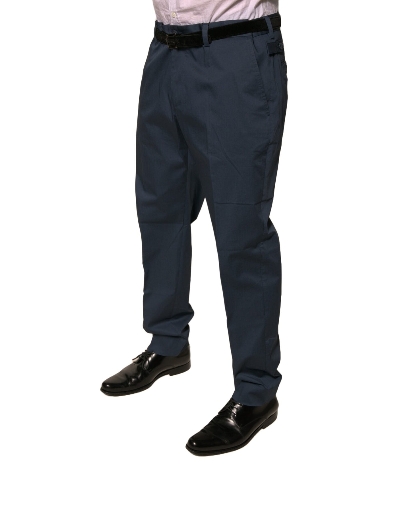Dolce & Gabbana Dark Blue Cotton Stretch Skinny Men Dress Pants by Dolce & Gabbana