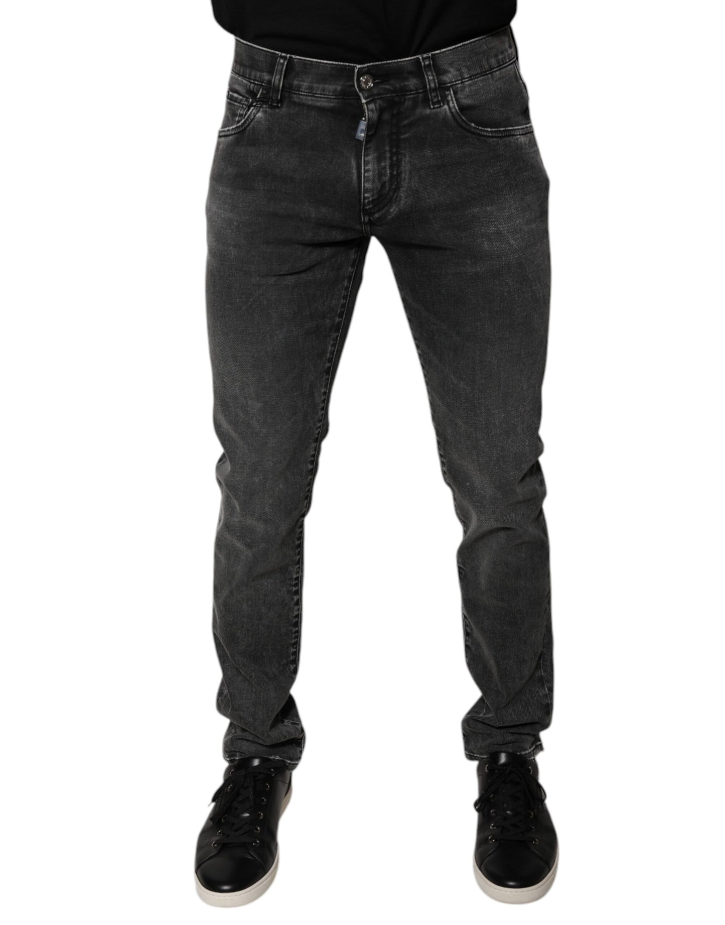 Dolce & Gabbana Black Logo Cotton Stretch Skinny Denim Pants by Dolce & Gabbana