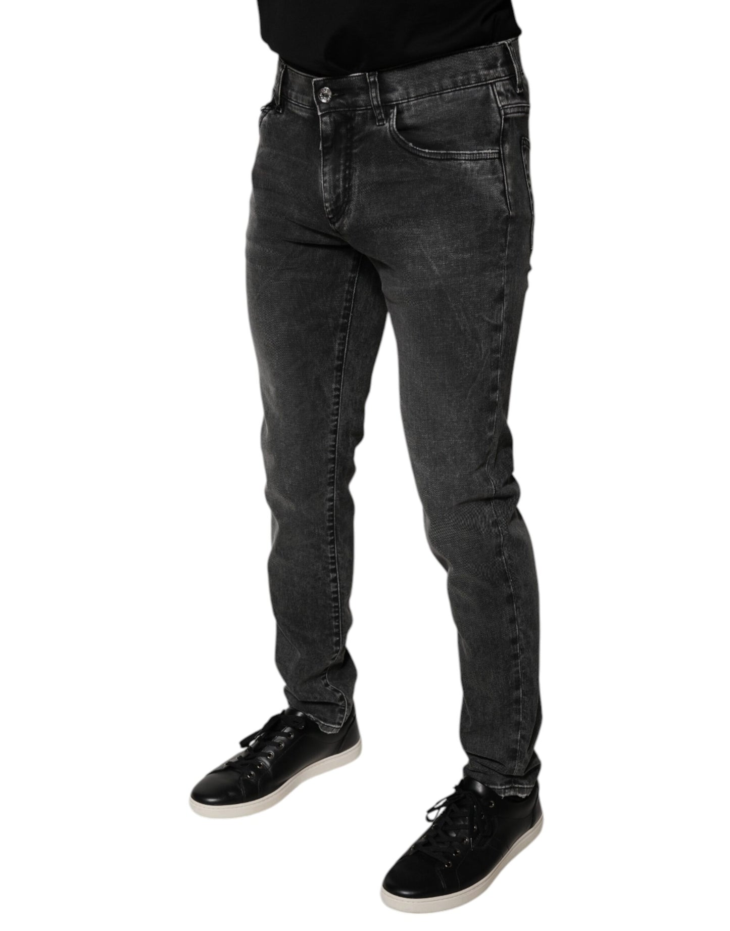 Dolce & Gabbana Black Logo Cotton Stretch Skinny Denim Pants by Dolce & Gabbana