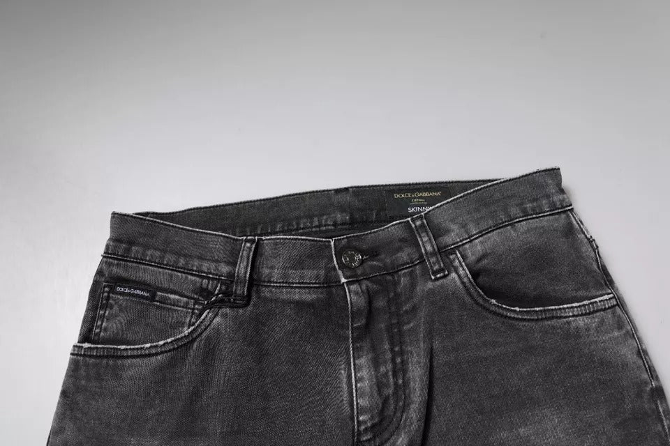 Dolce & Gabbana Black Logo Cotton Stretch Skinny Denim Pants by Dolce & Gabbana
