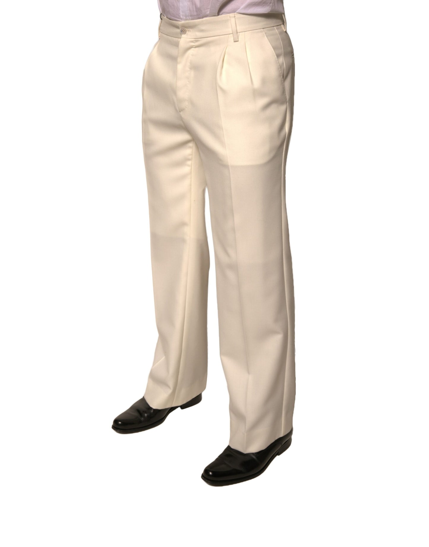 Dolce & Gabbana Off White Straight Dress Pants by Dolce & Gabbana