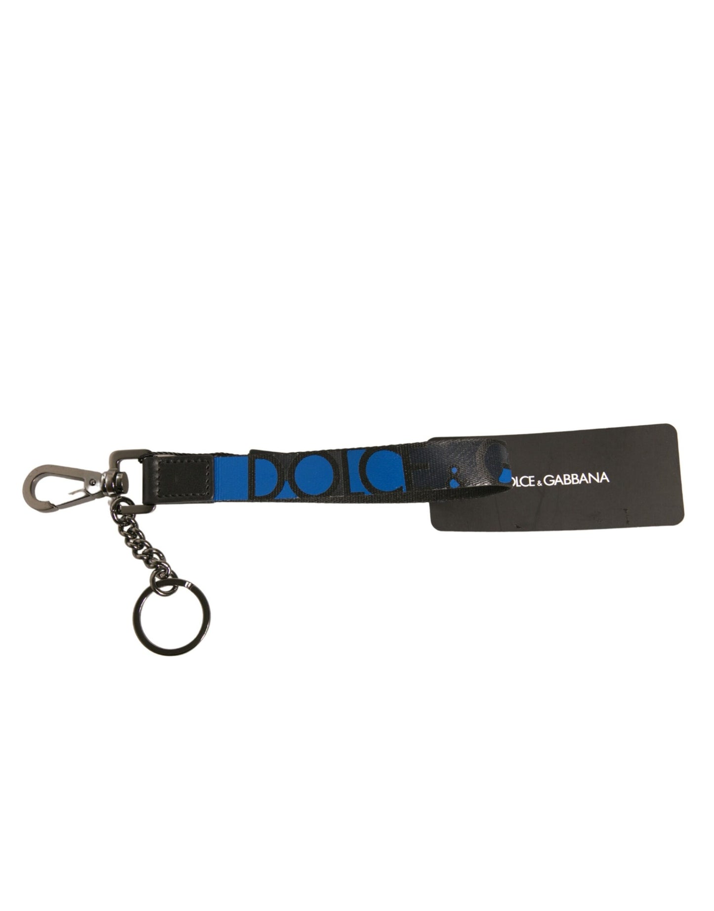Porte-clés Dolce & Gabbana avec logo bleu en polyester et laiton argenté