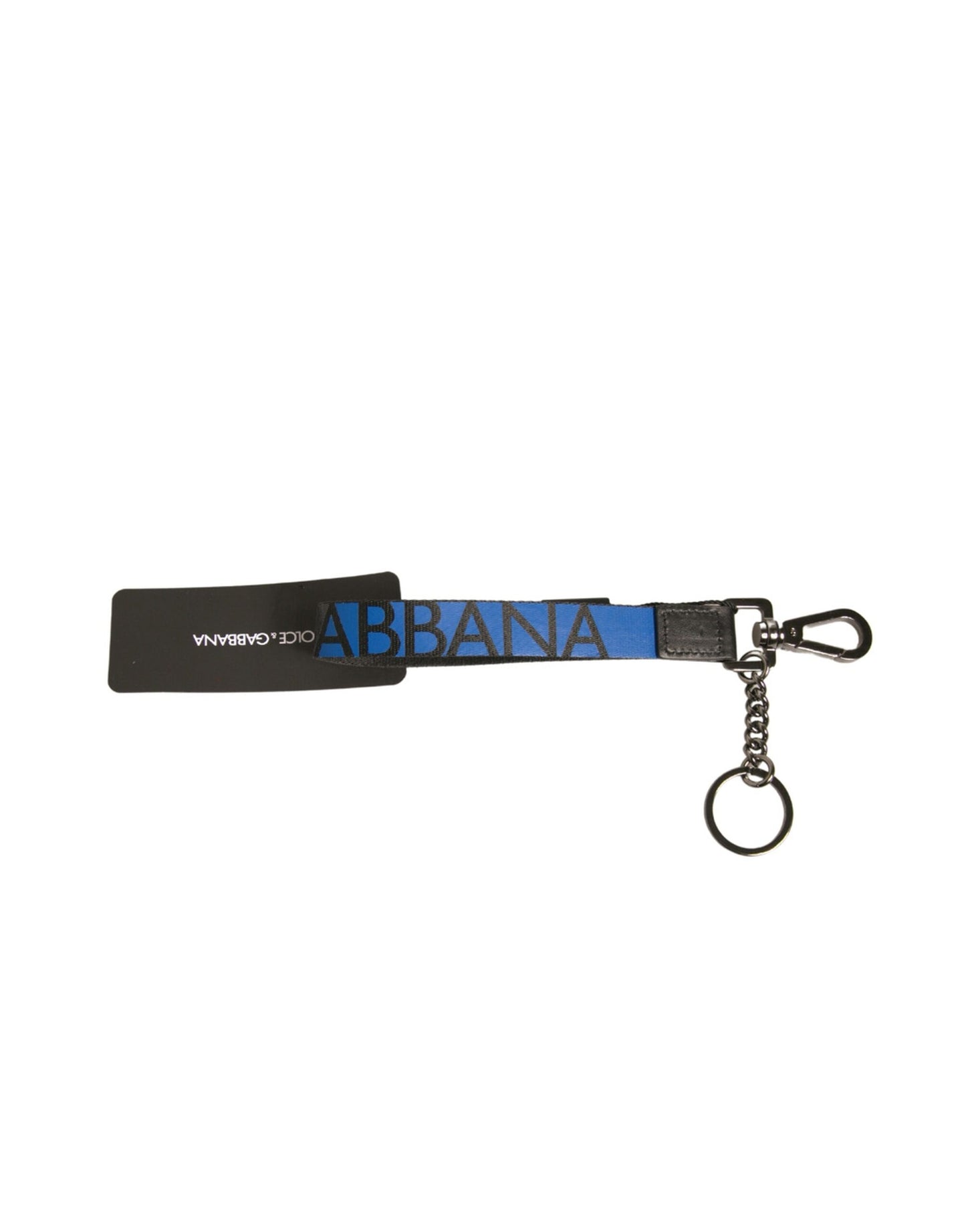 Porte-clés Dolce & Gabbana avec logo bleu en polyester et laiton argenté