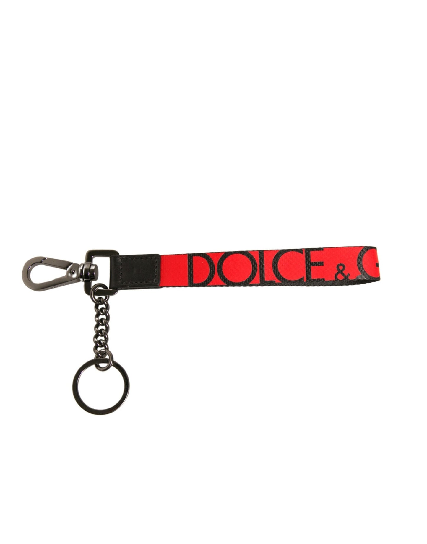 Porte-clés Dolce & Gabbana en cuir avec logo rouge et laiton argenté