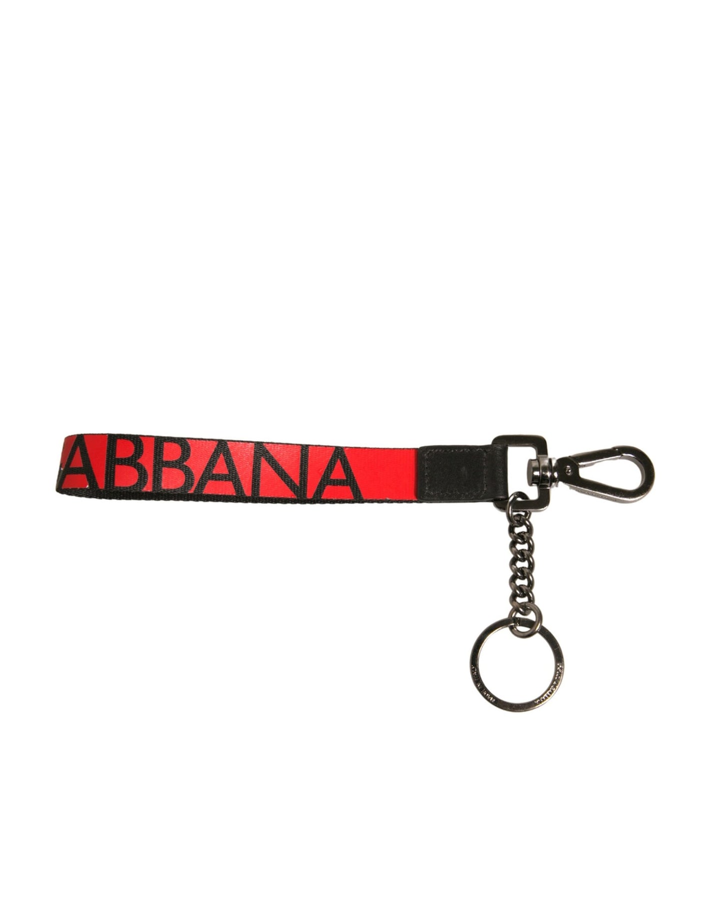 Porte-clés Dolce & Gabbana en cuir avec logo rouge et laiton argenté