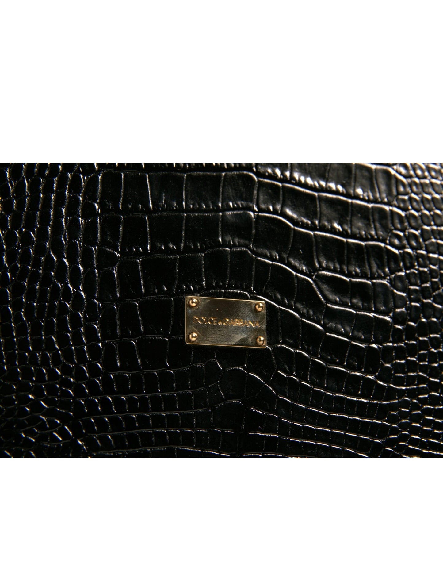Dolce & Gabbana Elegant Black Leather Logo Plaque Holder Catalog Case