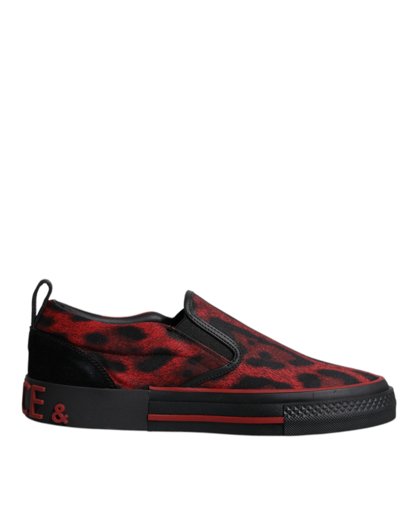 Dolce & Gabbana Red Black Leopard Cotton Men Low Top Sneakers Shoes by Dolce & Gabbana