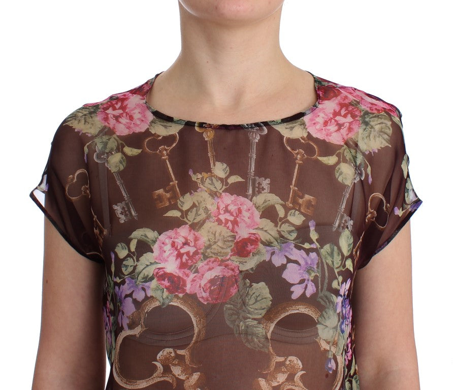 Dolce & Gabbana - Élégant chemisier en soie à fleurs et manches courtes
