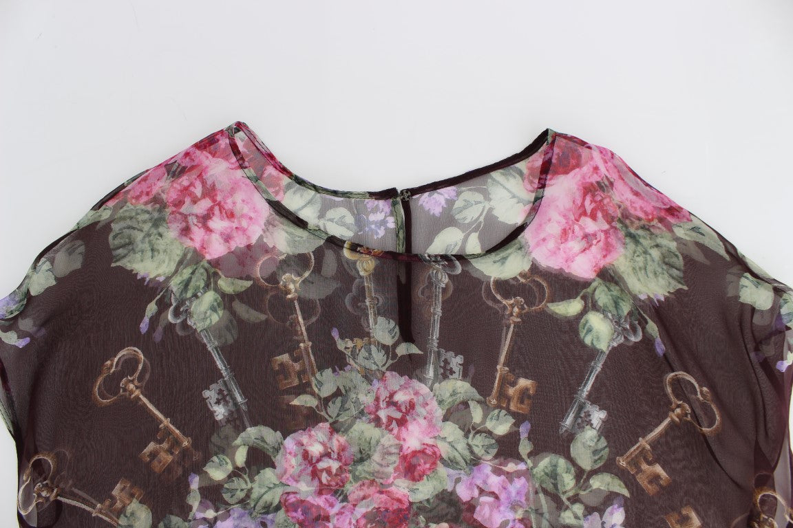 Dolce & Gabbana - Élégant chemisier en soie à fleurs et manches courtes