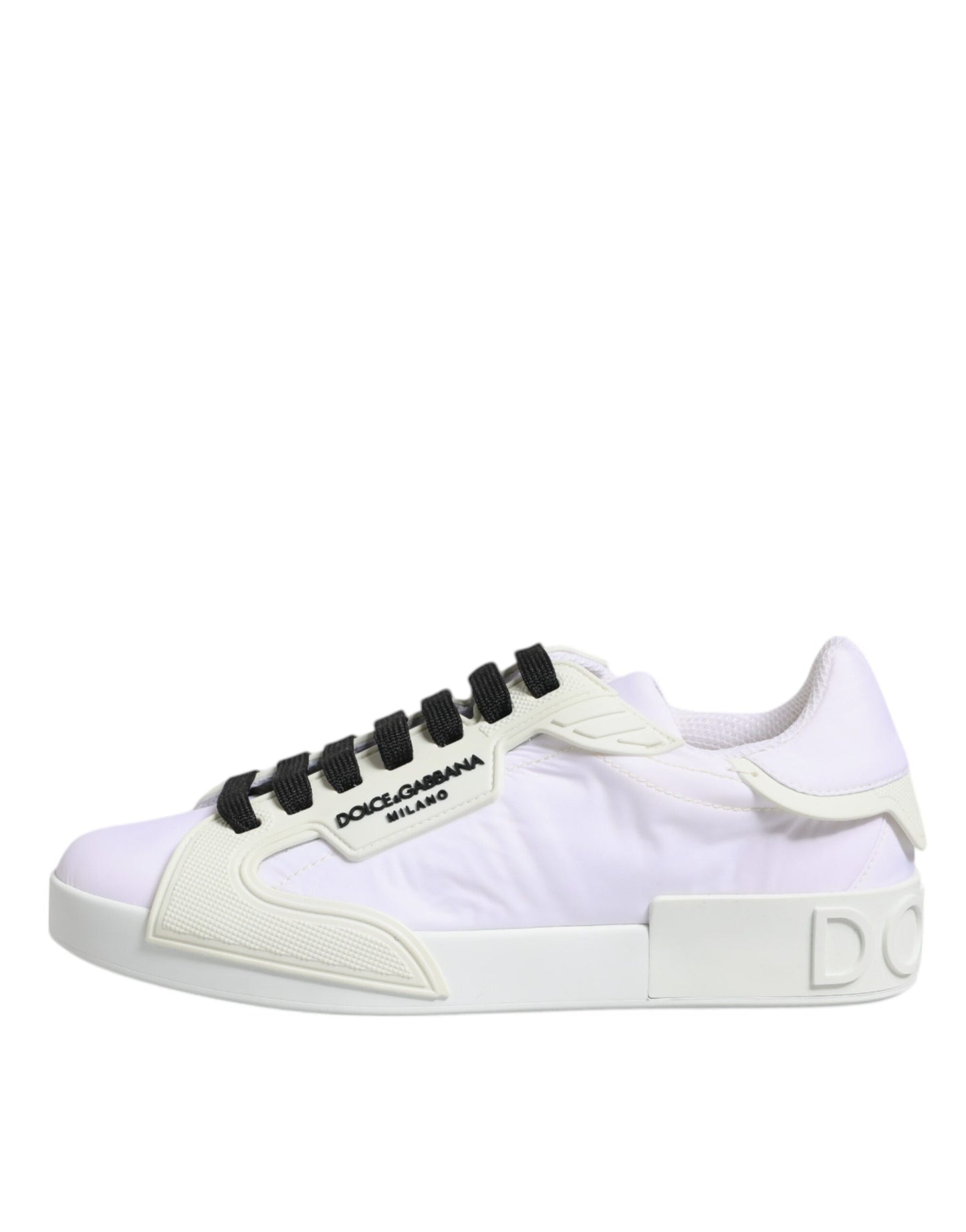 Dolce & Gabbana White Nylon Leather Low Top Sneakers Shoes by Dolce & Gabbana