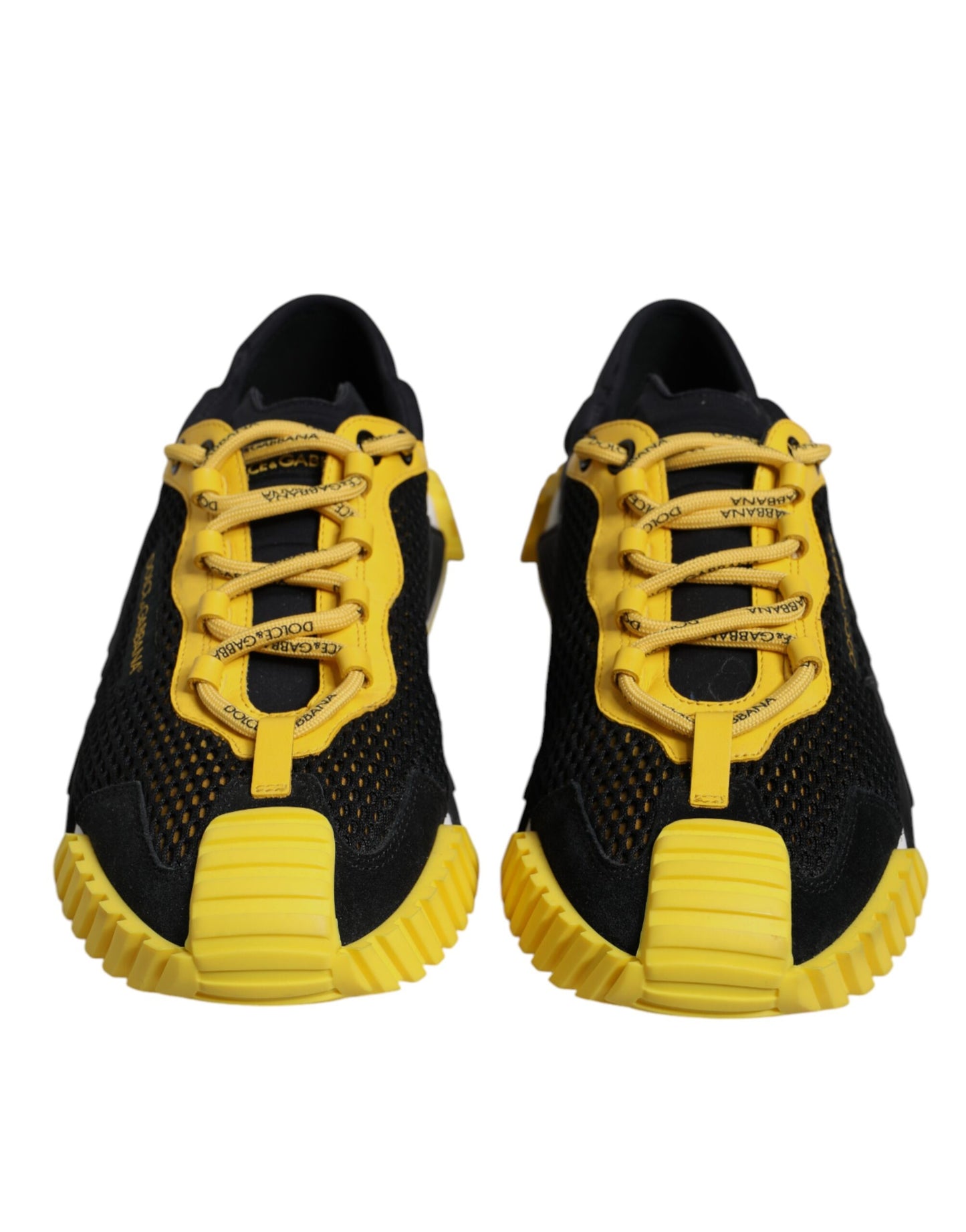 Dolce & Gabbana Black Yellow Low Top NS1 Sneakers Shoes by Dolce & Gabbana