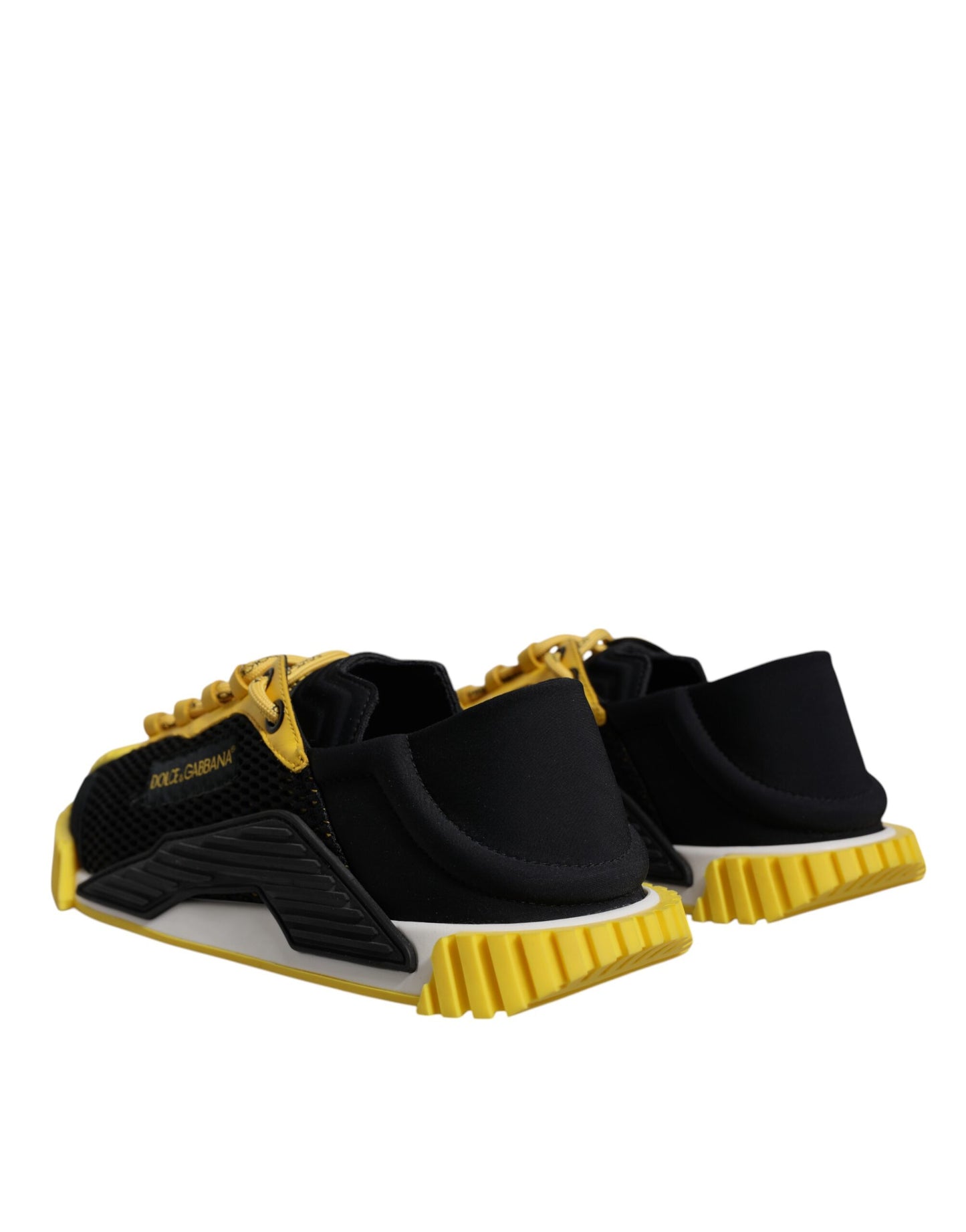 Dolce & Gabbana Black Yellow Low Top NS1 Sneakers Shoes by Dolce & Gabbana
