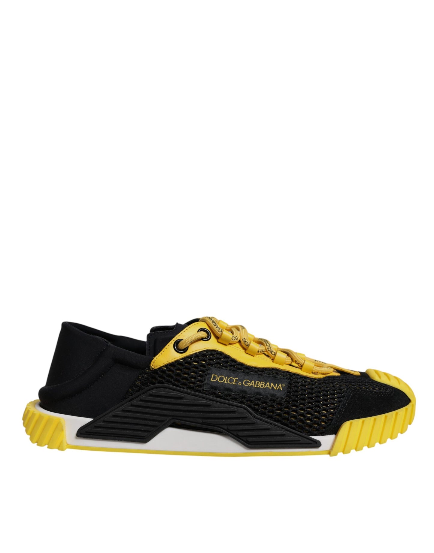 Dolce & Gabbana Black Yellow Low Top NS1 Sneakers Shoes by Dolce & Gabbana