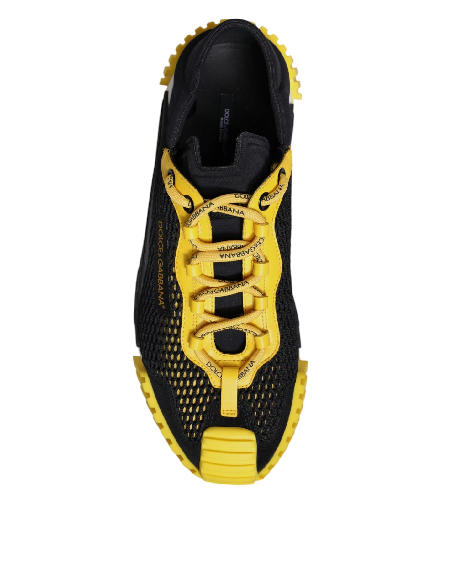 Dolce & Gabbana Black Yellow Low Top NS1 Sneakers Shoes by Dolce & Gabbana