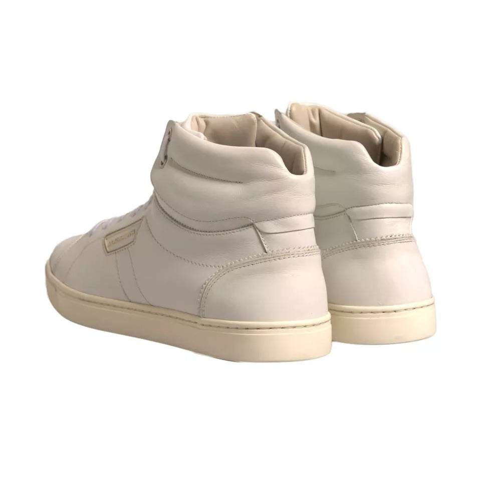 Dolce & Gabbana White London Logo High Top Sneakers Shoes by Dolce & Gabbana