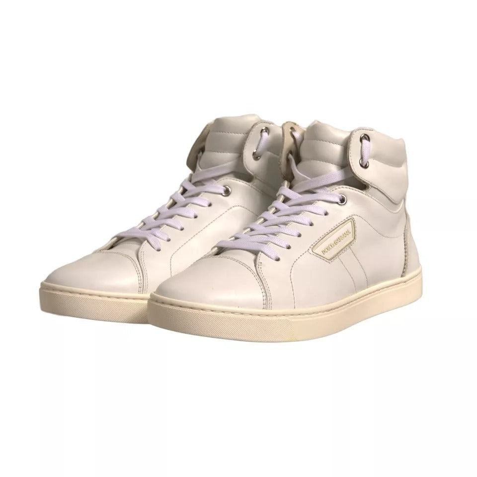 Dolce & Gabbana White London Logo High Top Sneakers Shoes by Dolce & Gabbana