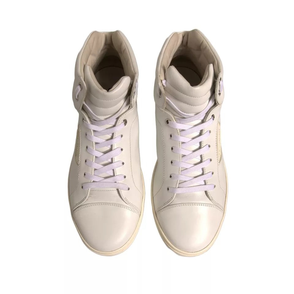 Dolce & Gabbana White London Logo High Top Sneakers Shoes by Dolce & Gabbana