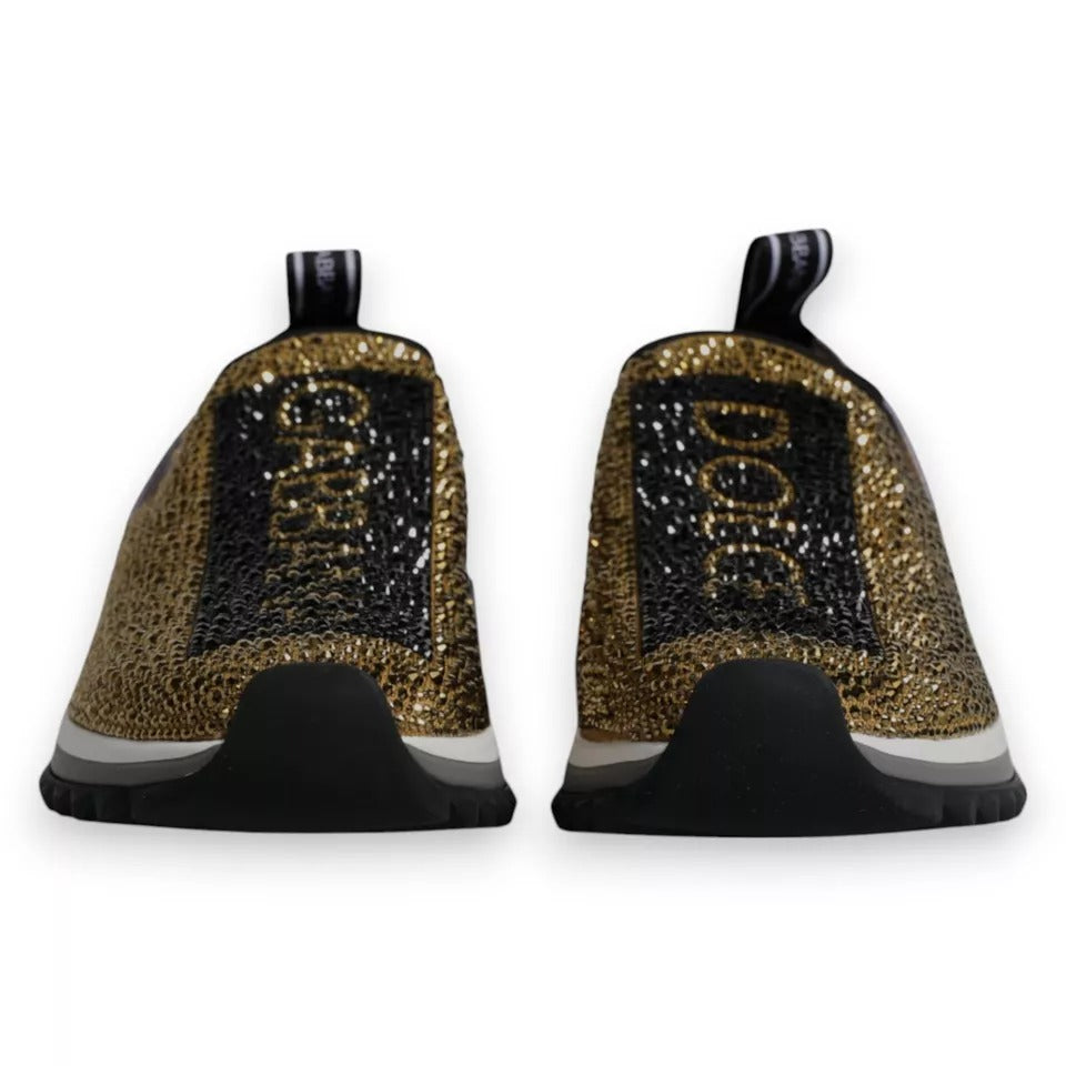 Dolce & Gabbana Gold Rhinestones Sorrento Sneakers Shoes by Dolce & Gabbana