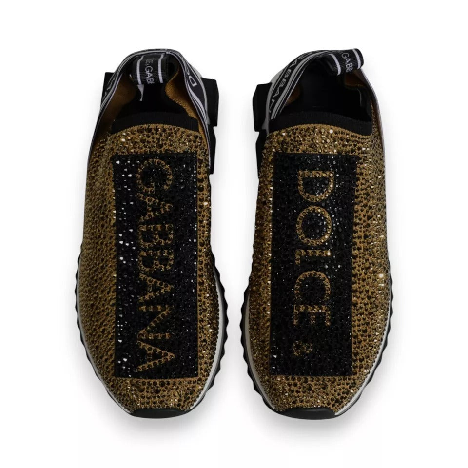 Dolce & Gabbana Gold Rhinestones Sorrento Sneakers Shoes by Dolce & Gabbana
