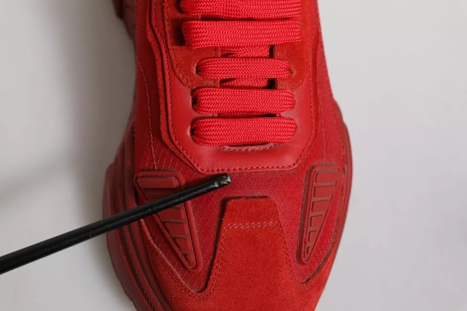 Dolce & Gabbana Red Leather Daymaster Low Top Sneakers Shoes by Dolce & Gabbana