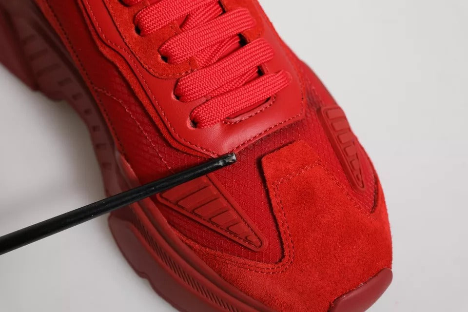 Dolce & Gabbana Red Leather Daymaster Low Top Sneakers Shoes by Dolce & Gabbana