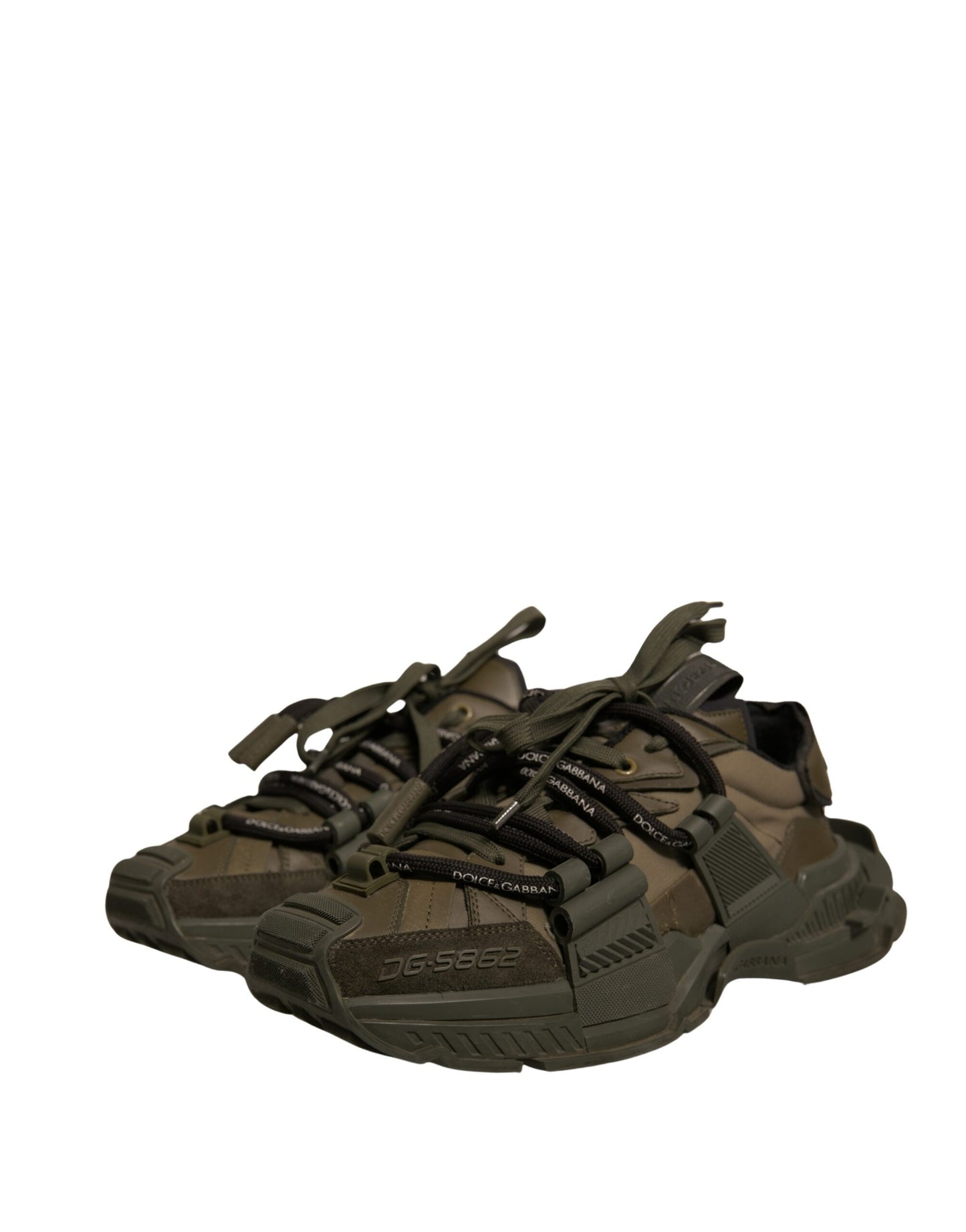 Dolce & Gabbana Military Green Space Low Top Sneakers Shoes by Dolce & Gabbana