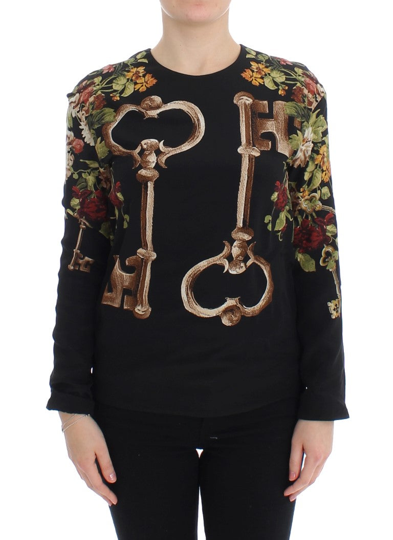 Chemisier élégant en soie à imprimé médiéval Dolce & Gabbana