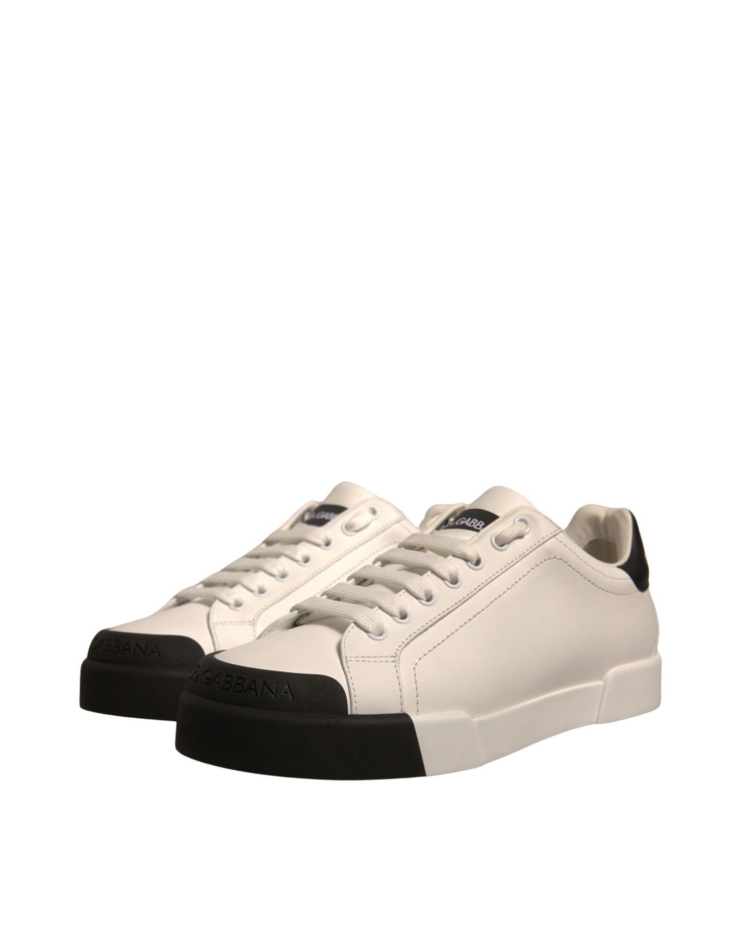 Dolce & Gabbana White Leather Logo Portofino Sneakers Shoes by Dolce & Gabbana