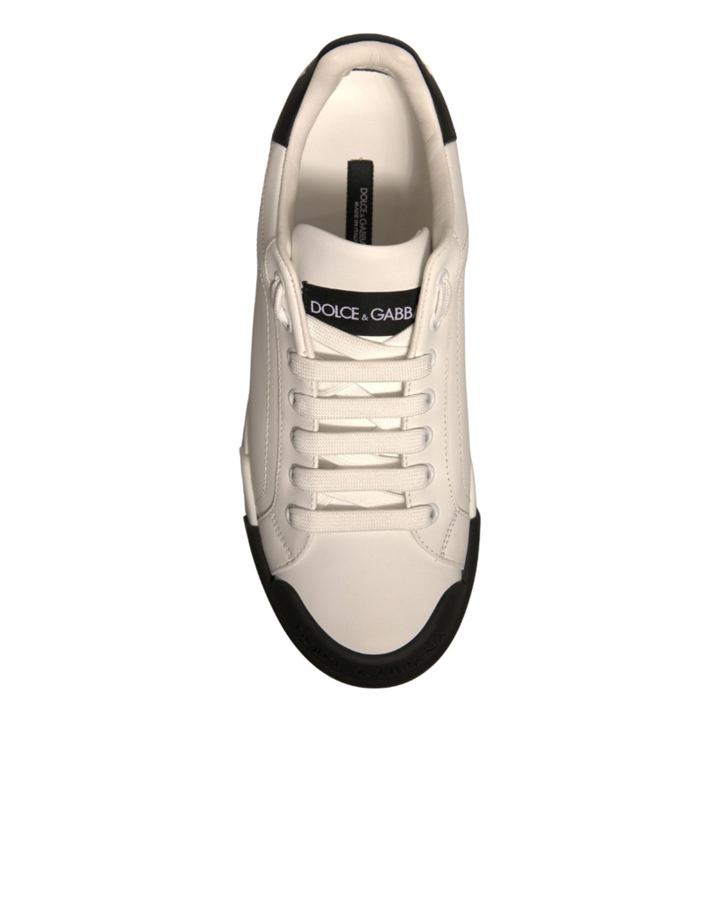 Dolce & Gabbana White Leather Logo Portofino Sneakers Shoes by Dolce & Gabbana